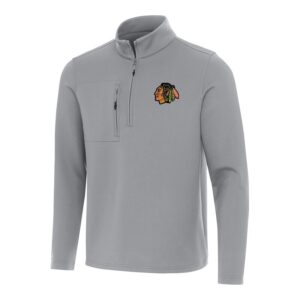 Men's Antigua  Gray Chicago Blackhawks Insider Quarter-Zip Top