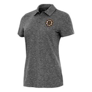Women's Antigua Heather Black Boston Bruins Matter Polo