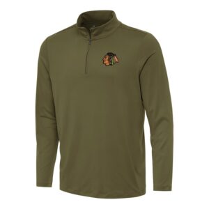 Men's Antigua Olive Chicago Blackhawks Reprocess Quarter-Zip Top