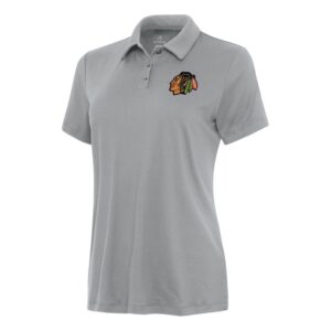 Women's Antigua Gray Chicago Blackhawks Reprocess Polo
