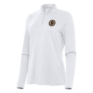 Women's Antigua White Boston Bruins Reprocess Quarter-Zip Top