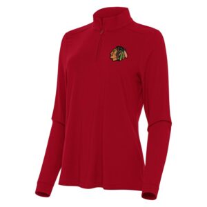 Women's Antigua Red Chicago Blackhawks Intent Quarter-Zip Top