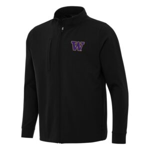 Men's Antigua Black Washington Huskies Regard Full-Zip Jacket
