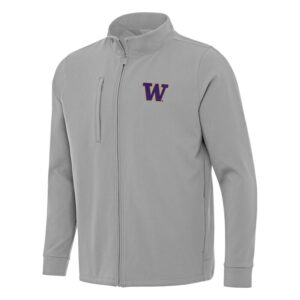 Men's Antigua Gray Washington Huskies Regard Full-Zip Jacket