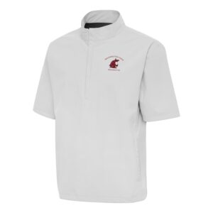 Men's Antigua  Gray Washington State Cougars Brisk Short Sleeve Quarter-Zip Windbreaker
