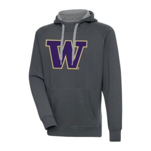 Men's Antigua Charcoal Washington Huskies Big & Tall Victory Raglan Pullover Hoodie