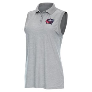 Women's Antigua  Heather Gray Columbus Blue Jackets Recap Sleeveless Polo