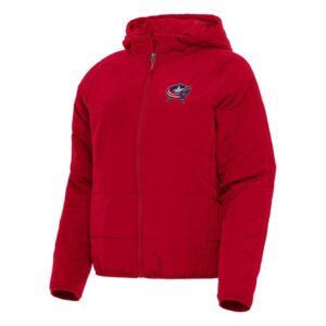 Women's Antigua Red Columbus Blue Jackets Universe Full-Zip Puffer Jacket