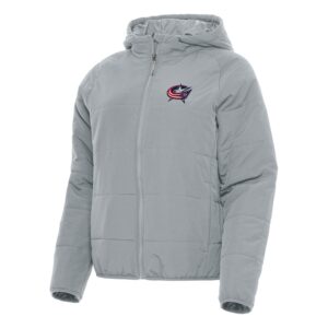 Women's Antigua Gray Columbus Blue Jackets Universe Full-Zip Puffer Jacket