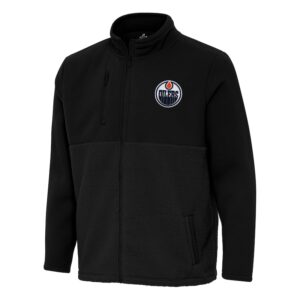 Men's Antigua Black Edmonton Oilers Daily Fused Full-Zip Jacket