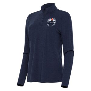 Women's Antigua  Heather Navy Edmonton Oilers Bright Quarter-Zip Top