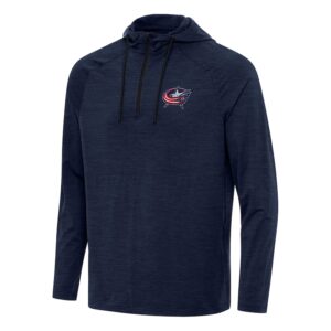 Men's Antigua Heather Navy Columbus Blue Jackets Spikes Quarter-Zip Hoodie