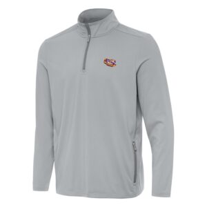 Men's Antigua  Gray LSU Tigers Perilous Quarter-Zip Jacket