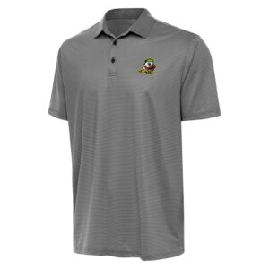 Men's Antigua Black/White Oregon Ducks Rings Polo