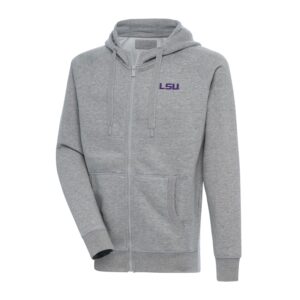 Men's Antigua Heather Gray LSU Tigers Big & Tall Victory Full-Zip Hoodie
