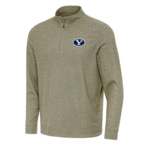 Men's Antigua Olive BYU Cougars Subtle Quarter-Zip Sweatshirt