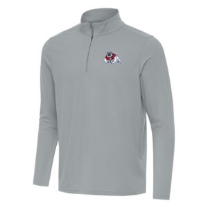 Men's Antigua Gray Fresno State Bulldogs Intent Quarter-Zip Top