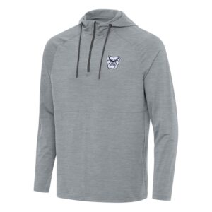 Men's Antigua Heather Gray Butler Bulldogs Spikes Raglan Quarter-Zip Hoodie