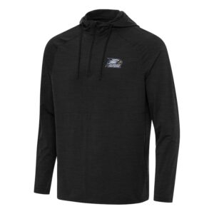 Men's Antigua Heather Black Georgia Southern Eagles Spikes Raglan Quarter-Zip Hoodie