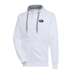 Men's Antigua White BYU Cougars Big & Tall Victory Full-Zip Hoodie Jacket