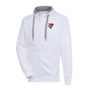 Men's Antigua White Bowling Green St. Falcons Big & Tall Victory Full-Zip Hoodie Jacket
