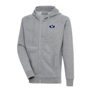 Men's Antigua Heather Gray BYU Cougars Big & Tall Victory Full-Zip Hoodie Jacket