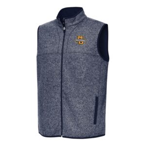 Men's Antigua Heather Navy Marquette Golden Eagles Fortune Full-Zip Vest