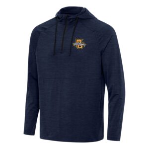 Men's Antigua Heather Navy Marquette Golden Eagles Spikes Raglan Quarter-Zip Hoodie