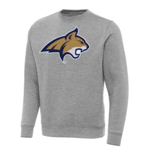 Men's Antigua Heather Gray Montana State Bobcats Big & Tall Victory Pullover Sweatshirt