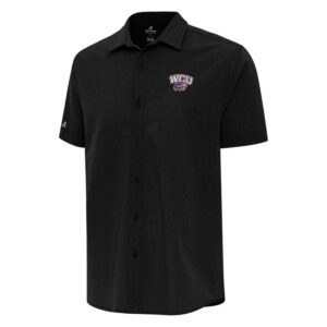 Men's Antigua  Black Western Carolina Catamounts Activate Woven Short Sleeve Button-Up Shirt