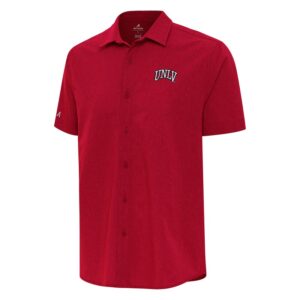 Men's Antigua  Scarlet UNLV Rebels Activate Woven Short Sleeve Button-Up Shirt