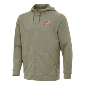 Men's Antigua Heather Olive UNLV Rebels Effortless Full-Zip Hoodie Jacket