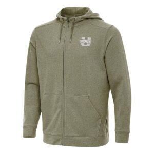 Men's Antigua Heather Olive Utah State Aggies Effortless Full-Zip Hoodie Jacket