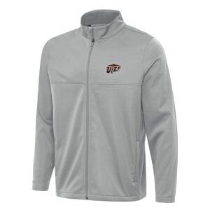 Men's Antigua Gray UTEP Miners Links 2 Full-Zip Golf Jacket