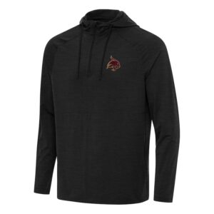 Men's Antigua Heather Black Texas State Bobcats Spikes Raglan Quarter-Zip Hoodie