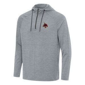 Men's Antigua Heather Gray Texas State Bobcats Spikes Raglan Quarter-Zip Hoodie