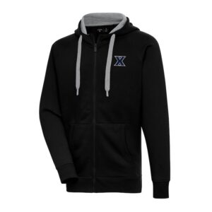 Men's Antigua Black Xavier Musketeers Big & Tall Victory Full-Zip Hoodie Jacket
