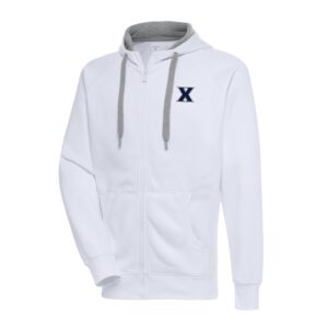 Men's Antigua White Xavier Musketeers Big & Tall Victory Full-Zip Hoodie Jacket