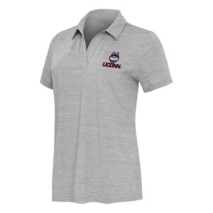 Women's  Antigua Heather Gray UConn Huskies Layout V-Neck Polo