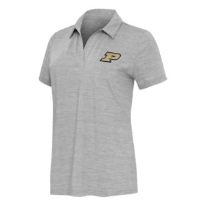 Women's  Antigua Heather Gray Purdue Boilermakers Layout V-Neck Polo