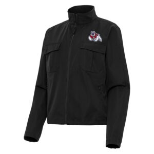 Women's Antigua  Black Fresno State Bulldogs Even Par Full-Zip Jacket