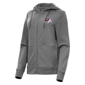 Women's Antigua Heather Black Fresno State Bulldogs Seeker Full-Zip Hoodie