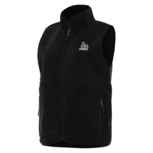 Women's Antigua  Black James Madison Dukes Nostalgic Full-Zip Vest