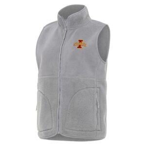 Women's Antigua  Gray Iowa State Cyclones Nostalgic Full-Zip Vest