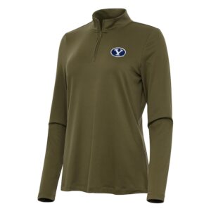 Women's Antigua Olive BYU Cougars Reprocess Quarter-Zip Top