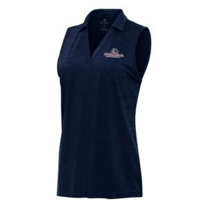 Women's Antigua Heather Navy Gonzaga Bulldogs Layout Sleeveless V-Neck Polo