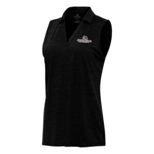 Women's Antigua Heather Black Gonzaga Bulldogs Layout Sleeveless V-Neck Polo