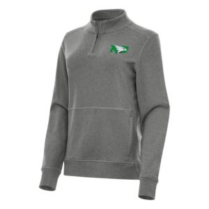 Women's Antigua Heather Charcoal North Dakota Crush Quarter-Zip Fleece Sweatshirt