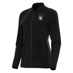 Women's Antigua Black Northwestern Wildcats Continual Full-Zip Jacket