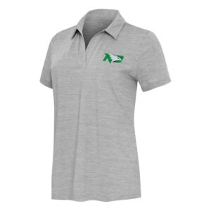 Women's  Antigua Heather Gray North Dakota Layout V-Neck Polo
